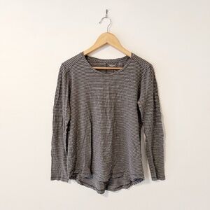 madewell 100% cotton grey and white striped long sleeve tee